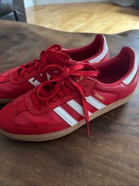 adidas Red & White Samba Retro Sneakers
